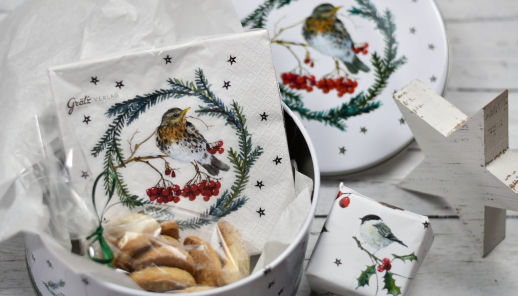 Geschenke für Frauen Plätzchendose mit Winter Vögel Daniela Drescher vom Grätz Verlag