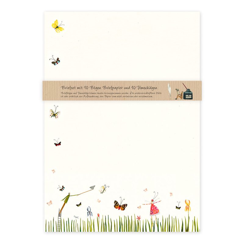 frühlingshaftes Briefpapier Schmetterlinge Illustration Silke Leffler Grätz Verlag