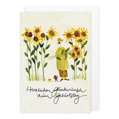 Doppelkarte zum Geburtstag mit Sonnenblumen