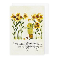 Doppelkarte zum Geburtstag mit Sonnenblumen