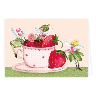Doppelkarte Erdbeertasse