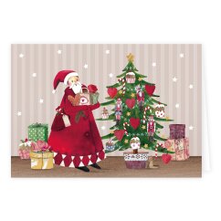 Doppelkarte Weihnachtsmann und Tannenbaum