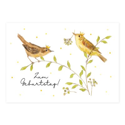 Postkarte Königliche Vögel auf Zweig