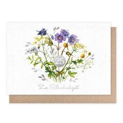 Doppelkarte Silberhochzeit Blumenstrauß