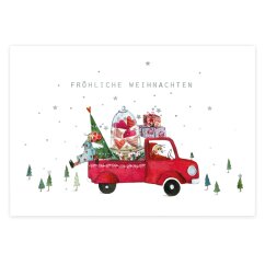 Postkarte Weihnachtsautos