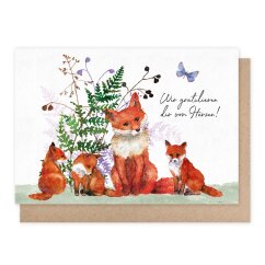 Doppelkarte Fuchsfamilie