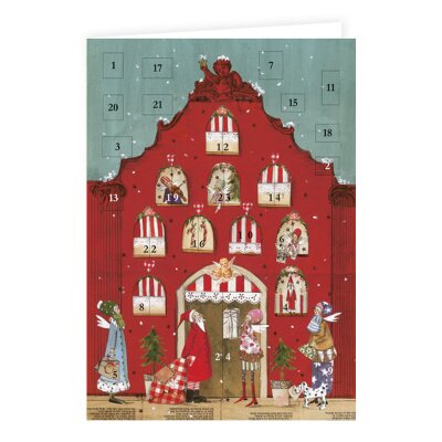 Adventskalender-Doppelkarte Rotes Haus