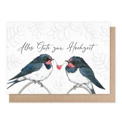 Doppelkarte Vögel mit Herz