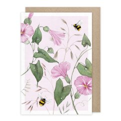 Doppelkarte rosa Blumen