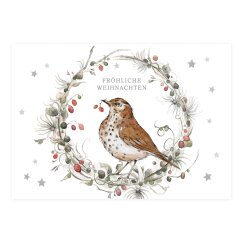 Postkarte Fröhliche Weihnachten Kranz