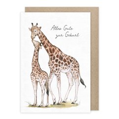 Klappkarte Giraffe Geburt