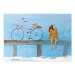 Postkarte Fahrrad am Steg
