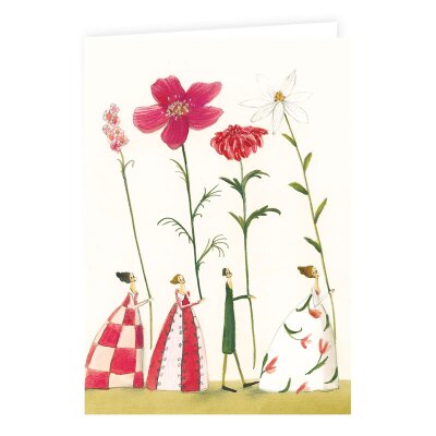 Doppelkarte mit Blumenträgerinnen