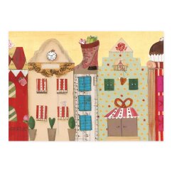 Weihnachtspostkarte mit Häusern