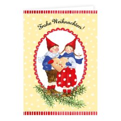 Weihnachtskarte mit Pippa und Pelle und Keksherz