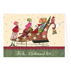 Weihnachtskarte mit Schlittschuh-Schlitten