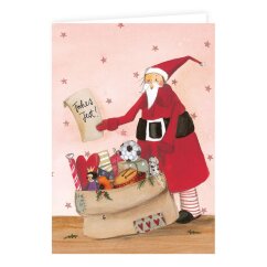 Doppelkarte mit Weihnachtsmann und Sack